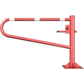 Swiveling gates | to be fixed by plugs, hot-dip galvanized and red coated with white reflecting rings | total width: 1500 mm | with triangular lock
